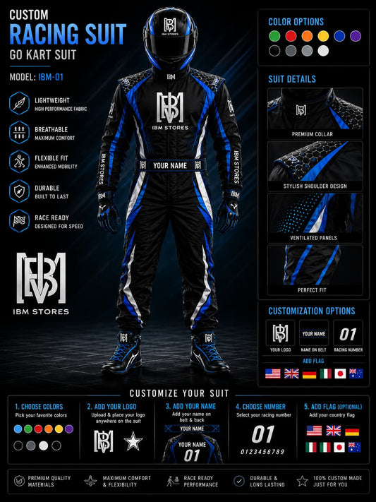 Custom Go Kart Racing Suit – Personalized Karting Suit with Custom Logo | IBM STORES