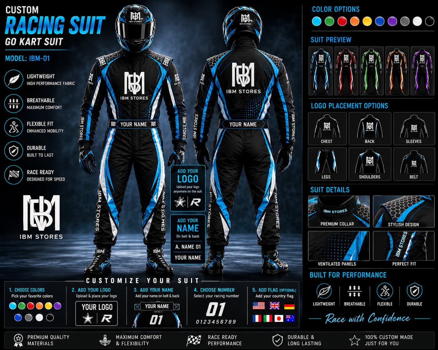 Custom Go Kart Racing Suit – Personalized Karting Suit with Custom Logo | IBM STORES