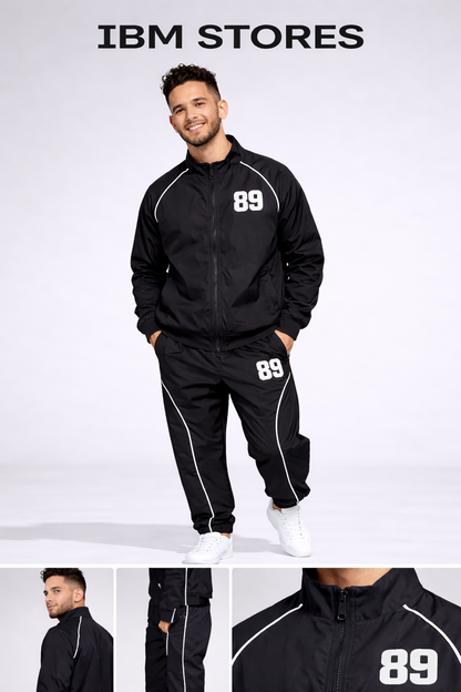 Custom Black Tracksuit for Men – Personalized Sportswear Jogger Set | IBM STORES