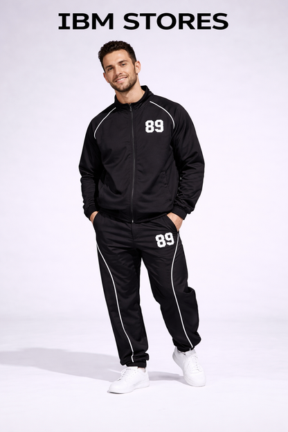 Custom Black Tracksuit for Men – Personalized Sportswear Jogger Set | IBM STORES