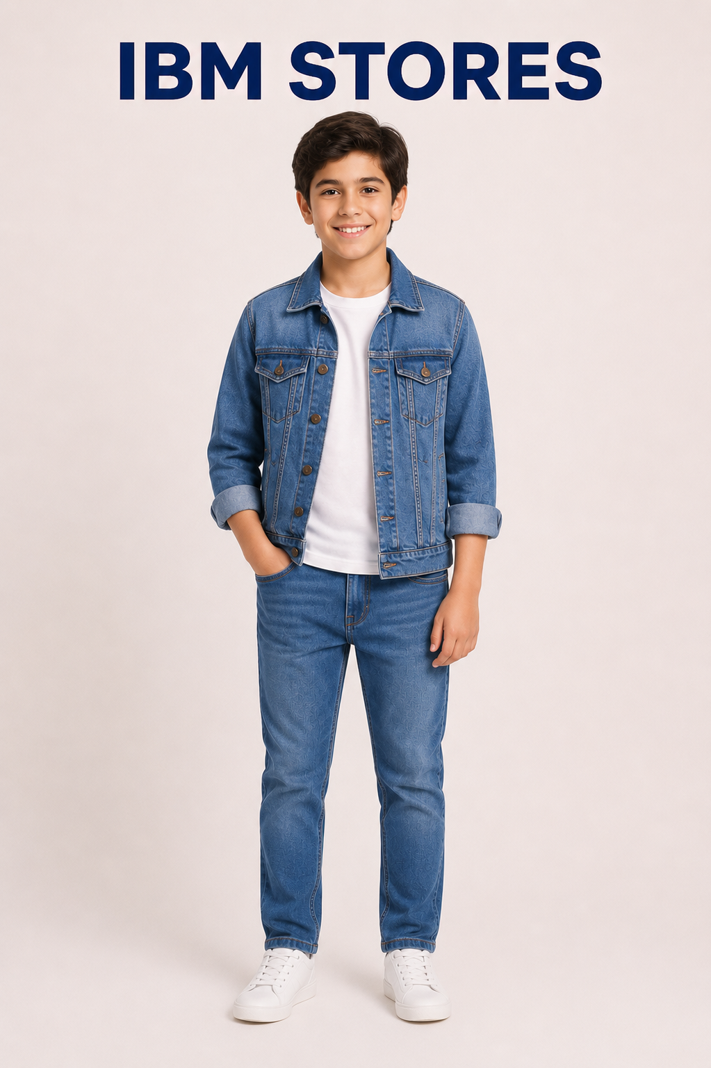 Kids Blue Denim Jacket & Jeans Set – Stylish Boys Casual Denim Outfit | IBM STORES