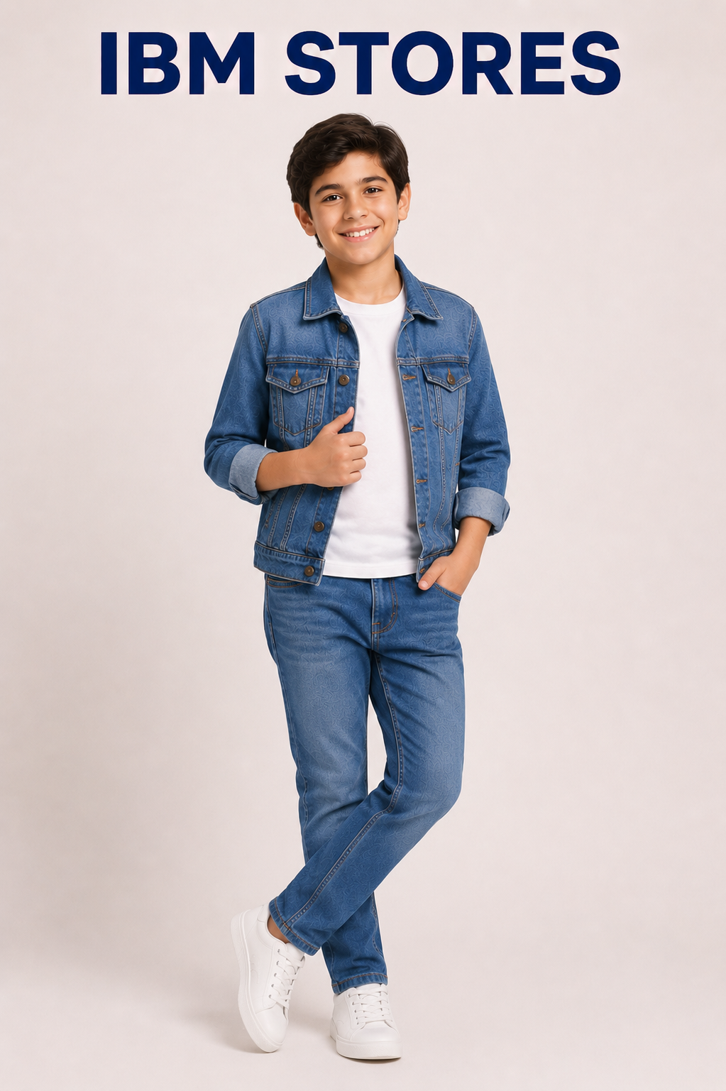 Kids Blue Denim Jacket & Jeans Set – Stylish Boys Casual Denim Outfit | IBM STORES