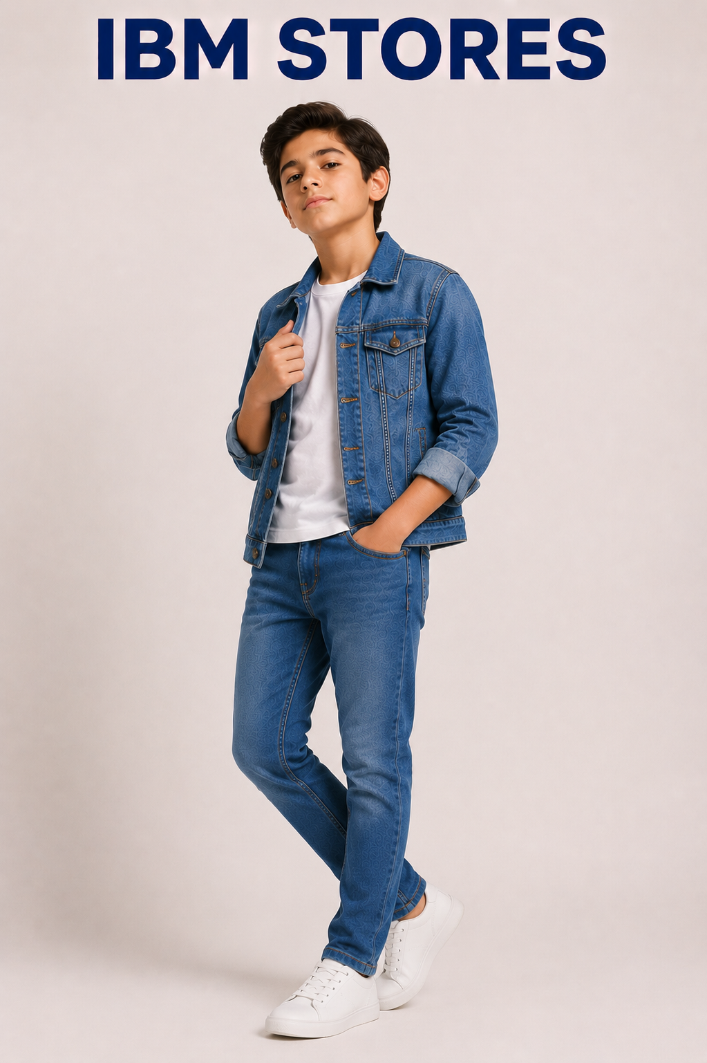 Kids Blue Denim Jacket & Jeans Set – Stylish Boys Casual Denim Outfit | IBM STORES