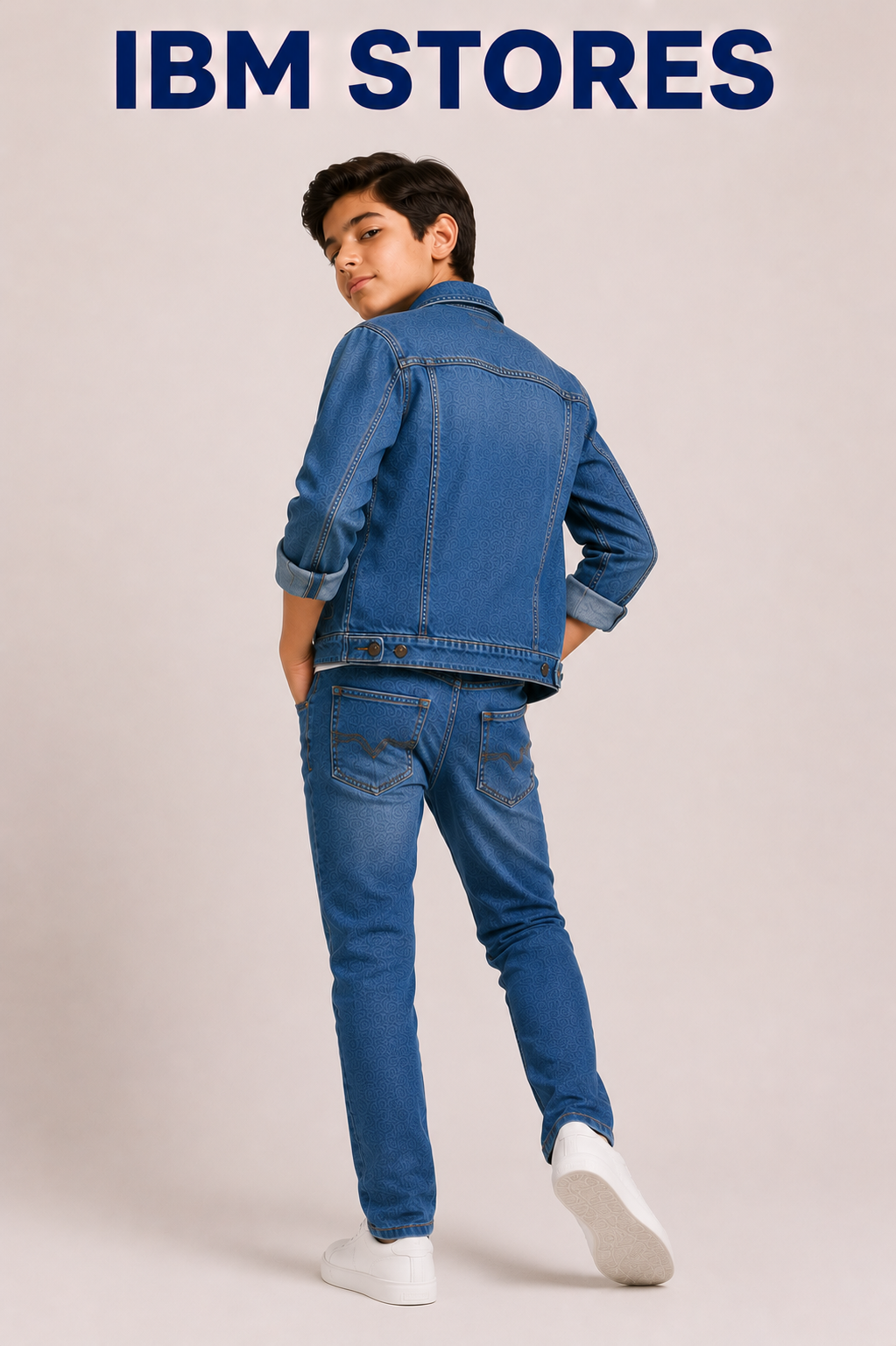Kids Blue Denim Jacket & Jeans Set – Stylish Boys Casual Denim Outfit | IBM STORES