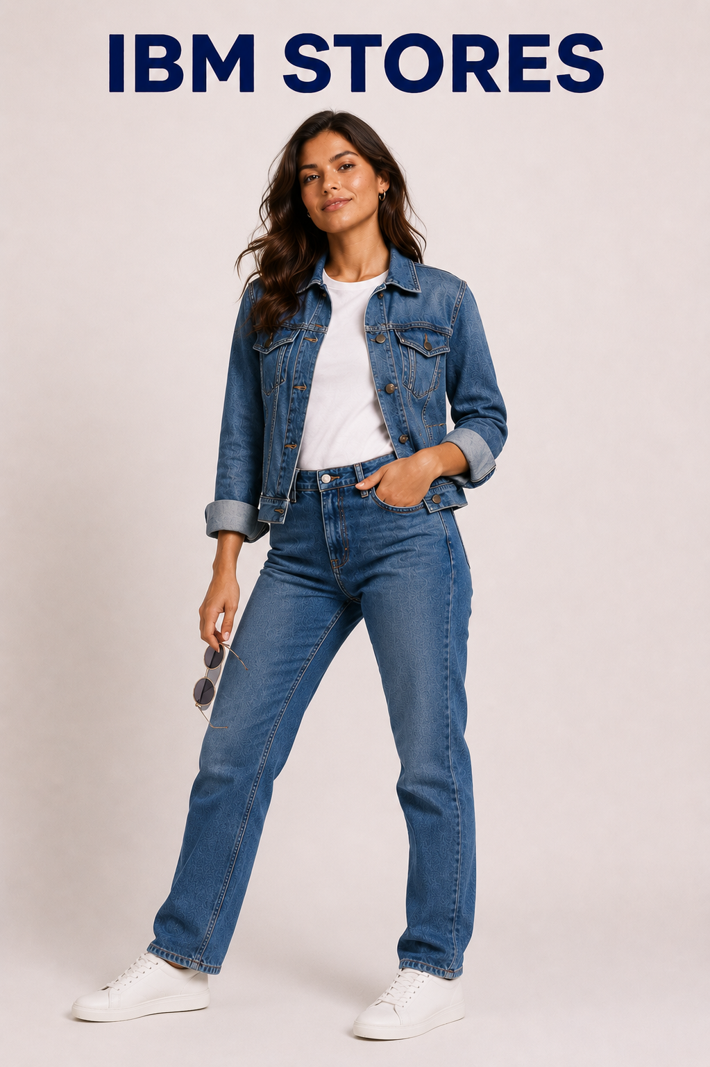 Women’s Blue Denim Jacket & Wide Leg Jeans Set – Casual Streetwear Outfit | IBM STORES
