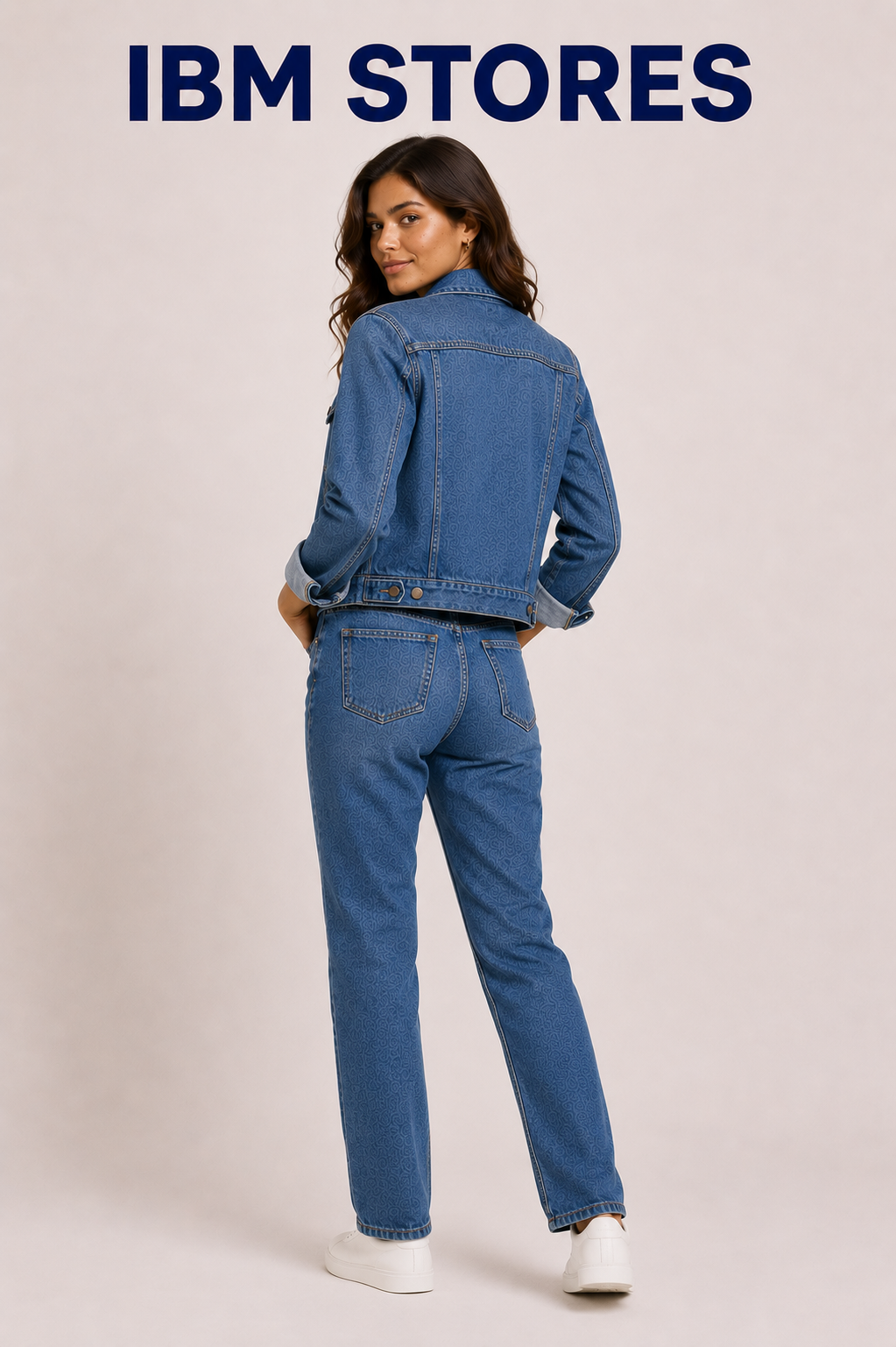 Women’s Blue Denim Jacket & Wide Leg Jeans Set – Casual Streetwear Outfit | IBM STORES