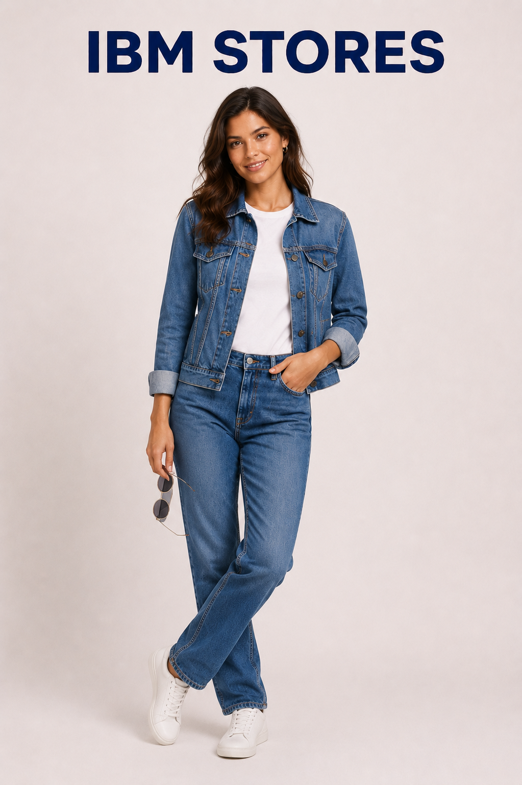 Women’s Blue Denim Jacket & Wide Leg Jeans Set – Casual Streetwear Outfit | IBM STORES