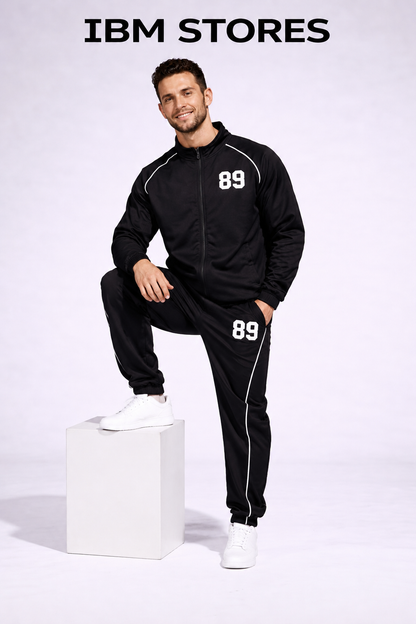 Custom Black Tracksuit for Men – Personalized Sportswear Jogger Set | IBM STORES