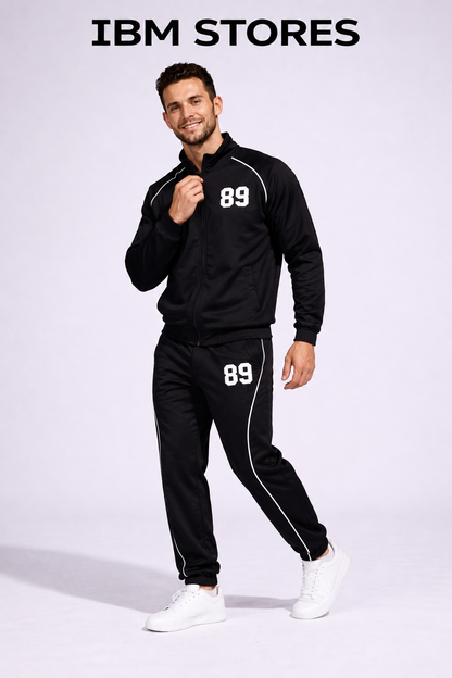 Custom Black Tracksuit for Men – Personalized Sportswear Jogger Set | IBM STORES