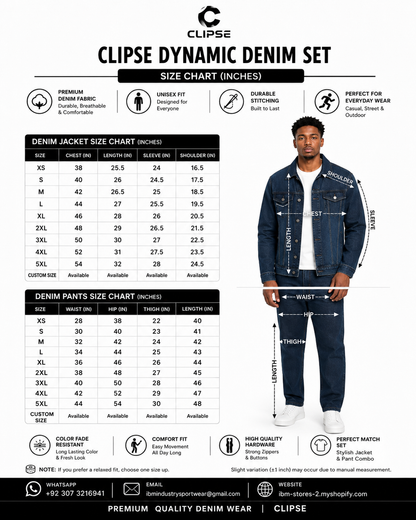 Men’s Blue Denim Jacket & Jeans Set – Casual Streetwear Outfit for Men | IBM STORES