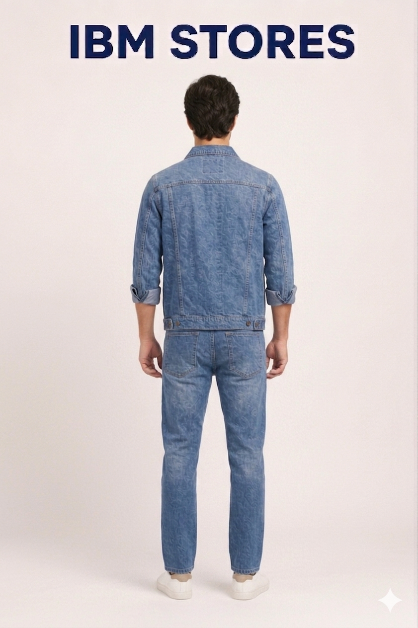 Men’s Blue Denim Jacket & Jeans Set – Casual Streetwear Outfit for Men | IBM STORES