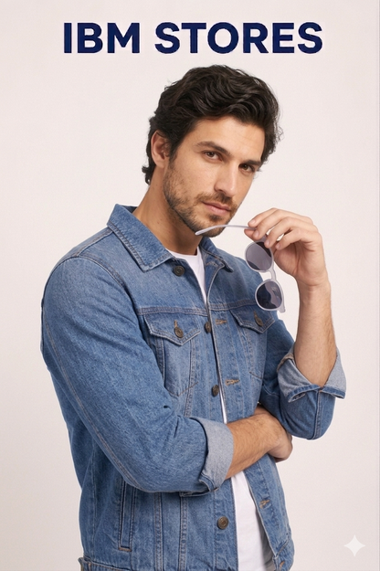 Men’s Blue Denim Jacket & Jeans Set – Casual Streetwear Outfit for Men | IBM STORES